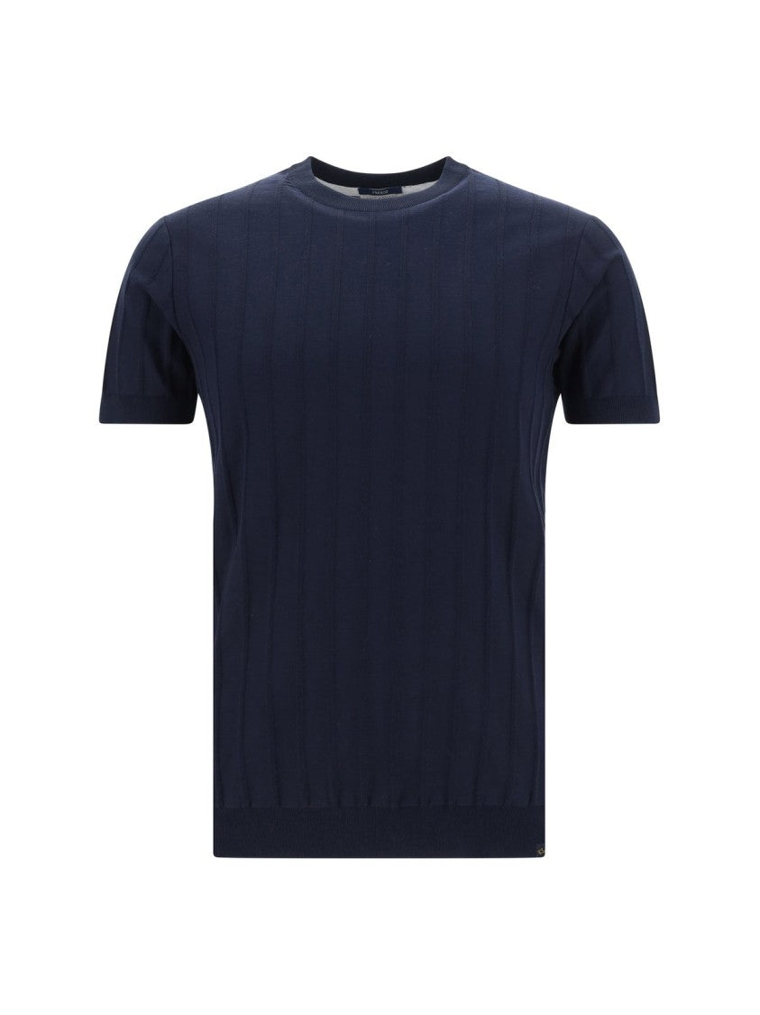 Paul & Shark Textured Ribbed Casual Sweater With Round Neck