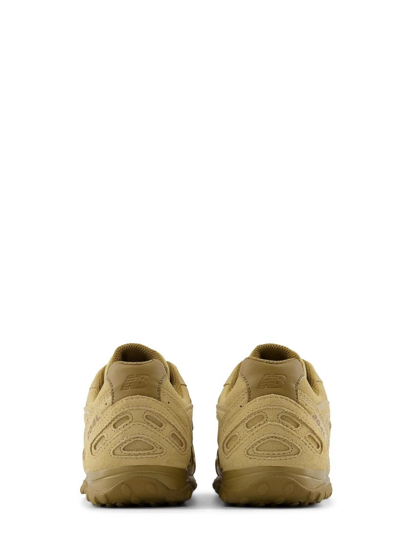 New Balance Monochromatic Tan Suede Sneakers With Textured Sole