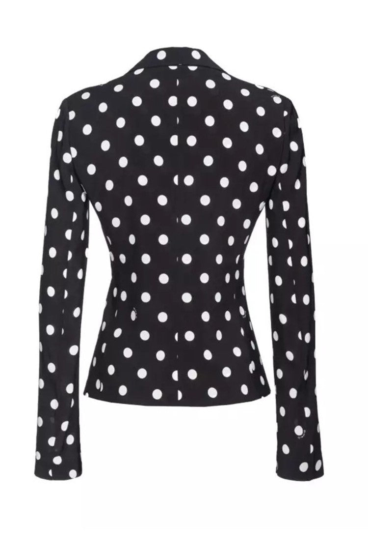 Pinko Black Polka-Dot Viscose-Blend Blazer