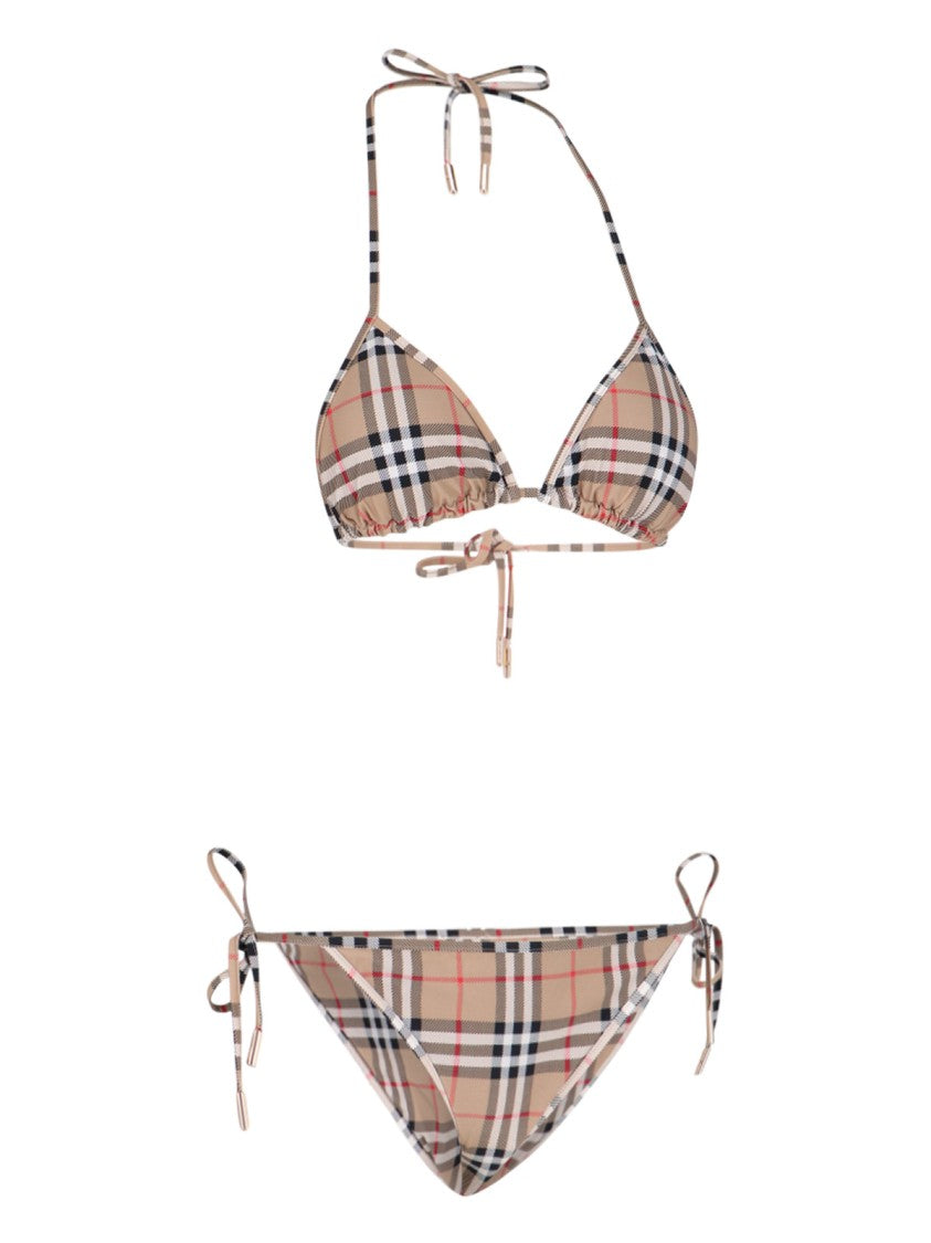 Burberry Vintage Check Triangle Top Bikini With Side Ties
