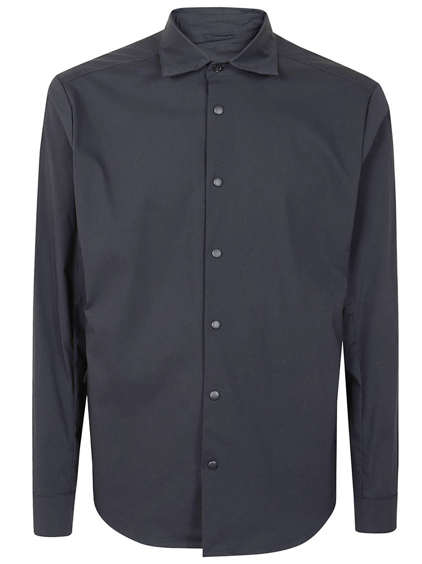 Aspesi Minimalist Black Cotton Shirt With Classic Collar