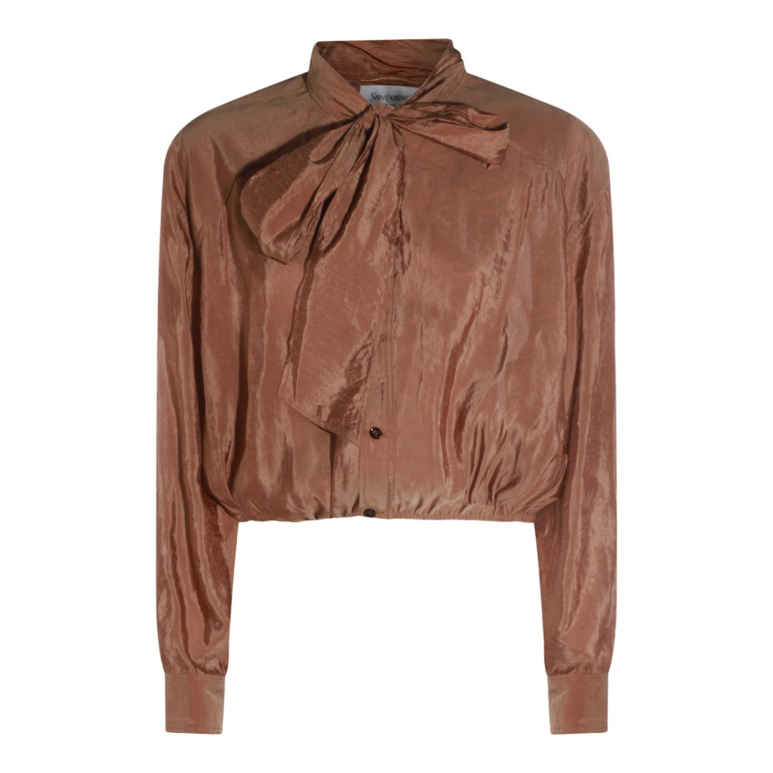 Saint Laurent Bow Tie Detail Brown Blouse