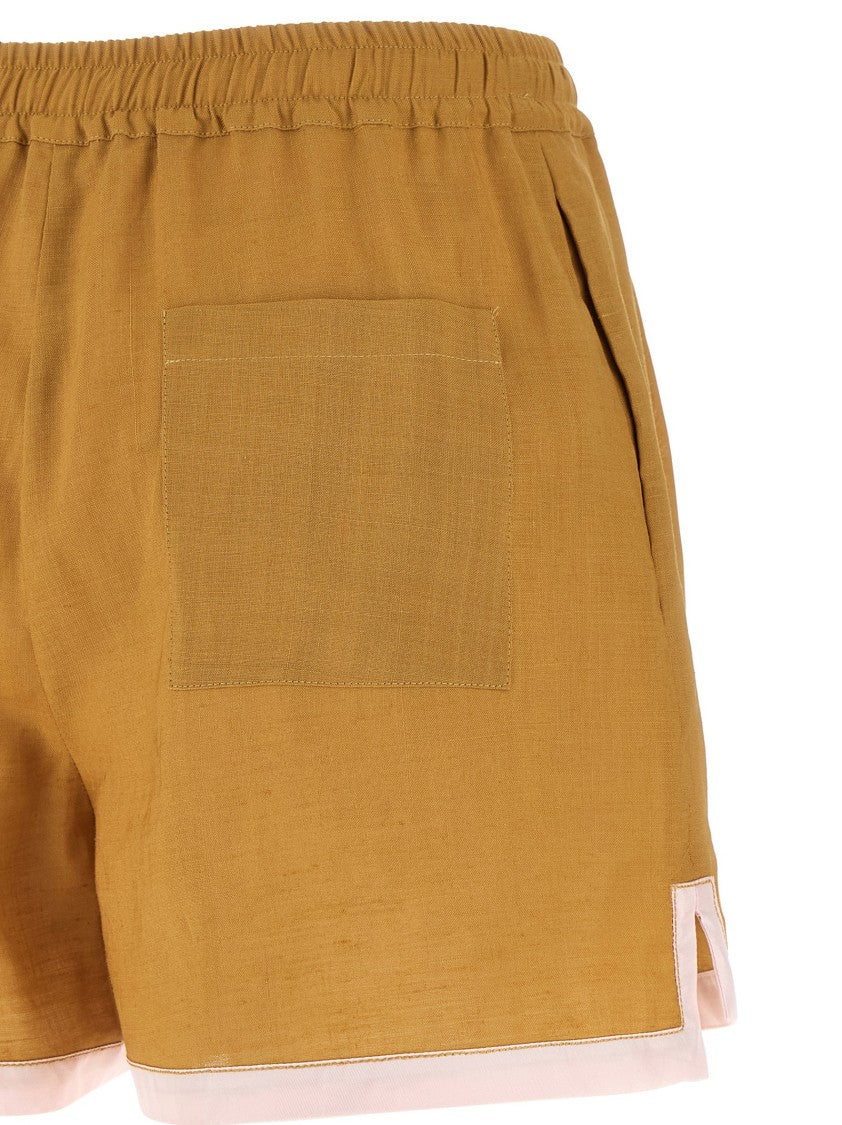 Marni Boxer-Style Linen Shorts With Elastic Waistband