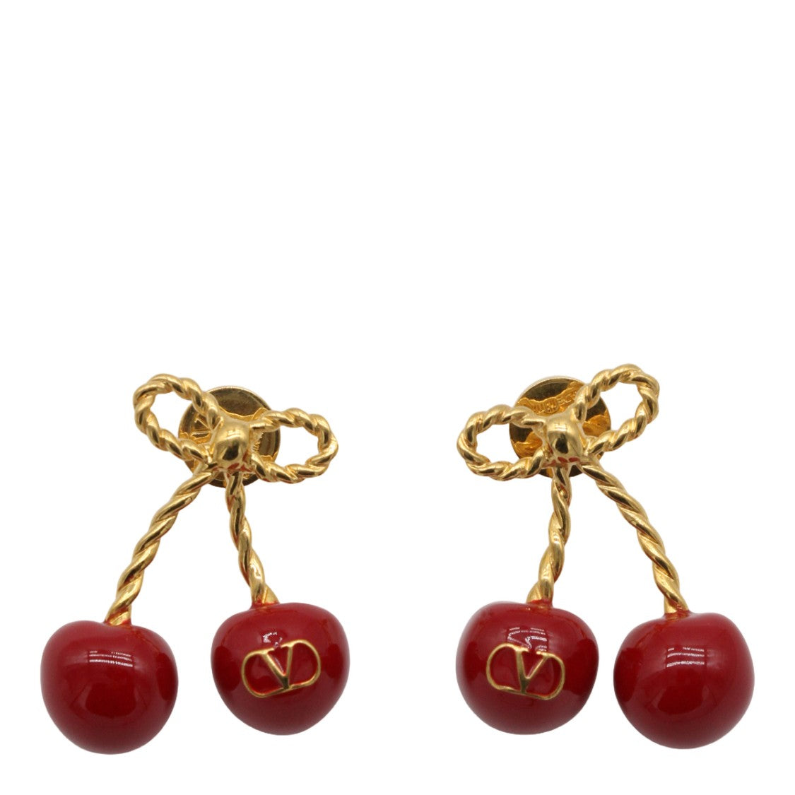 Valentino Garavani Cherry-Design Gold-Tone Earrings With Logo Detail
