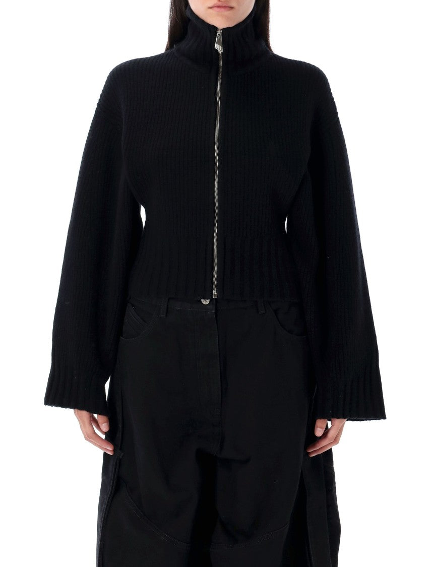 The Attico Ribbed Knit Sweater With High Collar