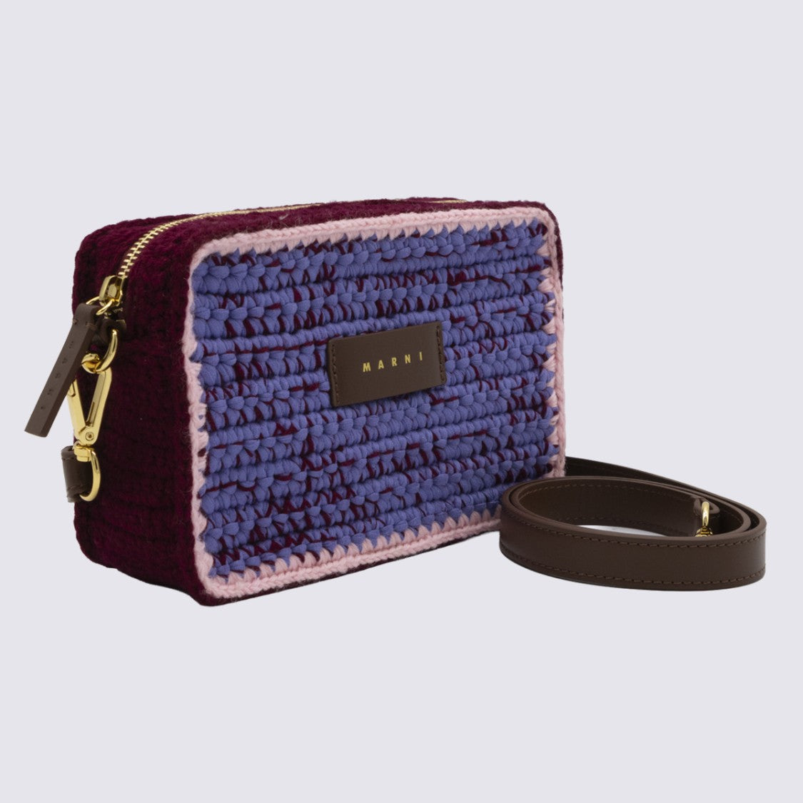 Marni Textured Rectangular Woven Bag With Leather Accents