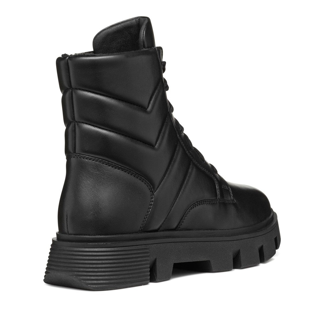 Geox Vilde Black Chevron-Stitched Leather Ankle Boots