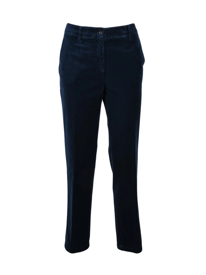Aspesi Straight-Leg Cotton Trousers With Mid-Rise Waist And Velvety Texture