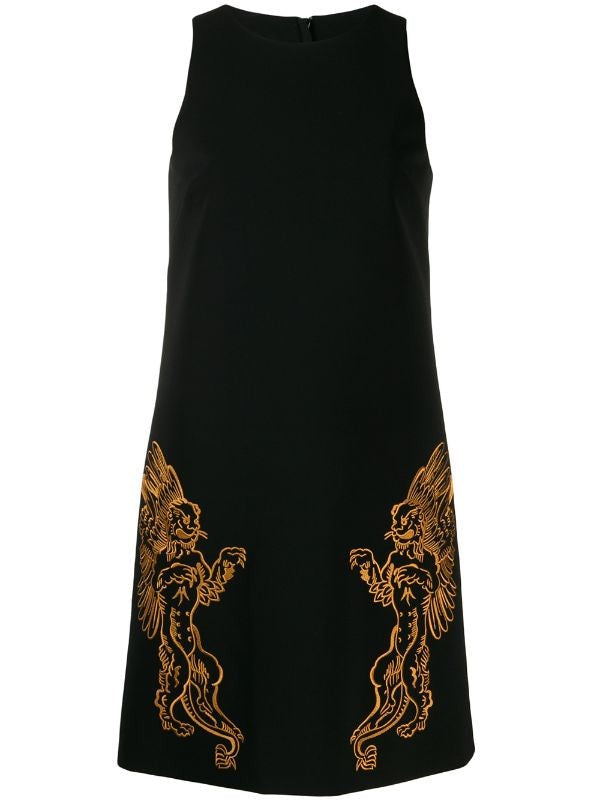 Moschino High-Neck Midi Dress With Mythical Embroidery