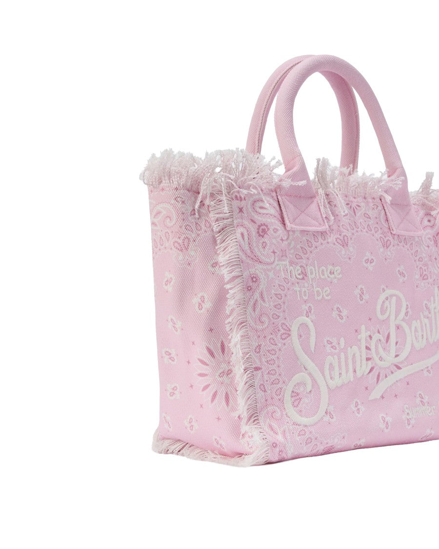 Mc2 Saint Barth Round Tote Bag With Fringed Edges And Logo