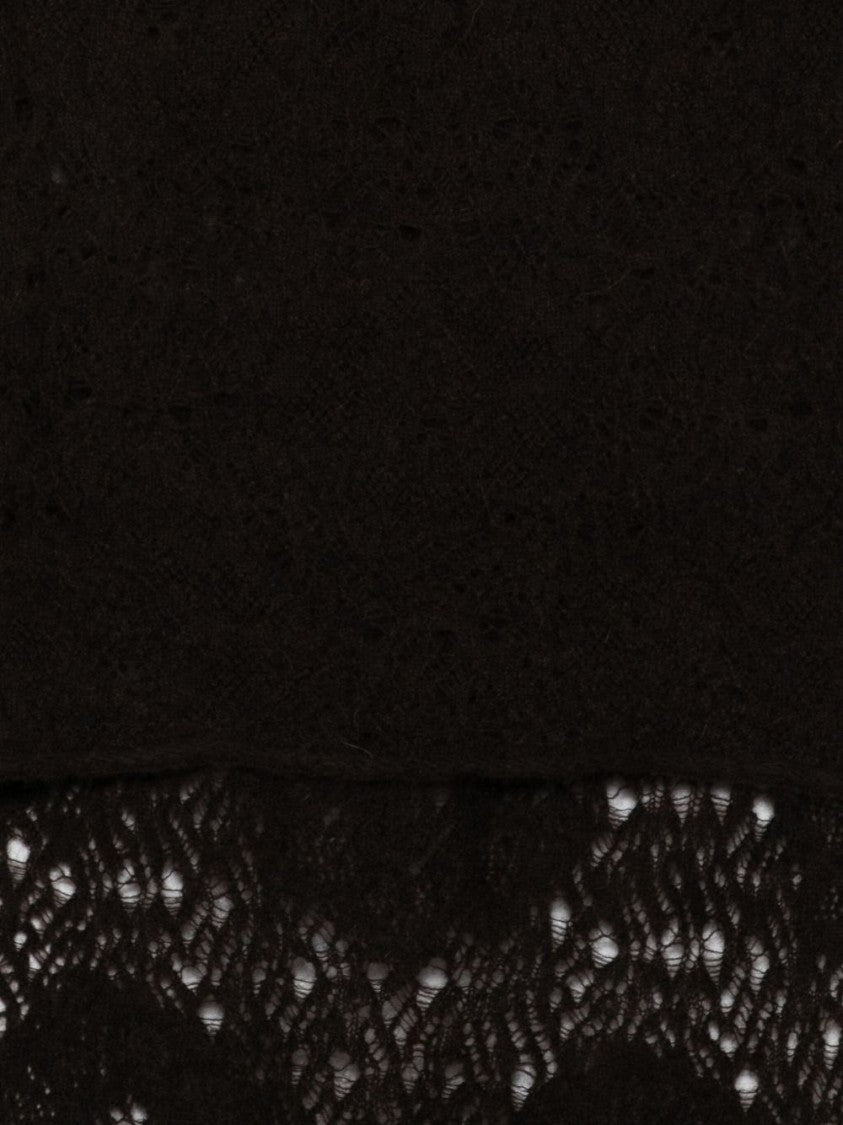 Dexterior Gray Lace Scarf In Wool