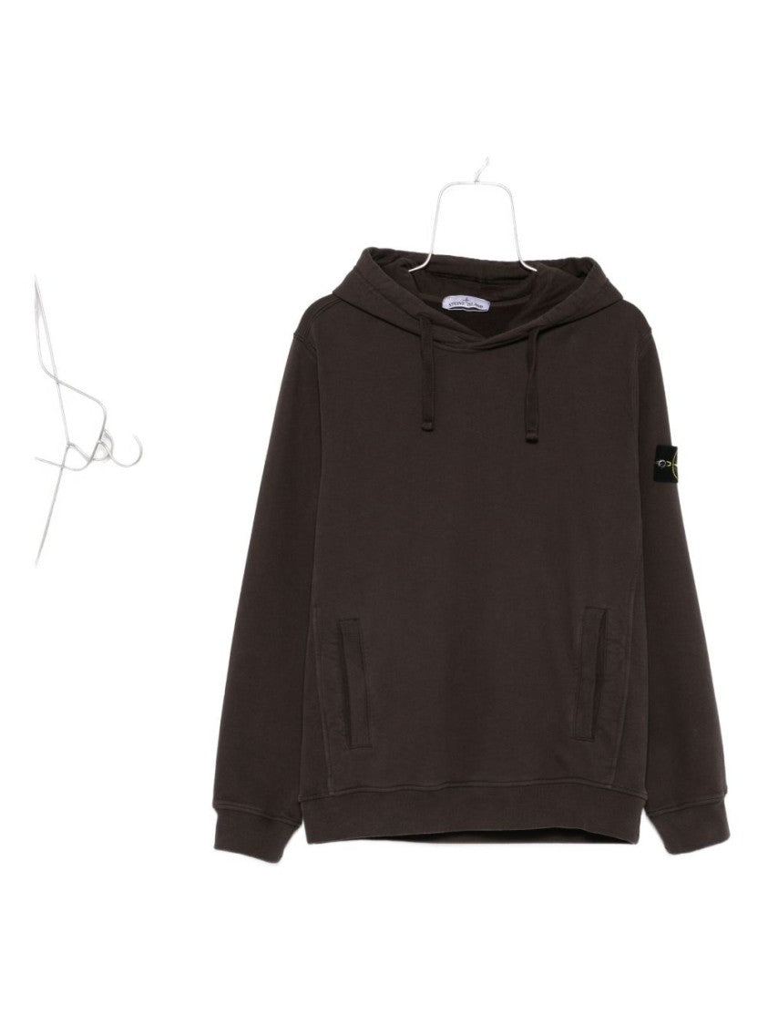 Stone Island Relaxed Fit Gray Hoodie With Drawstring