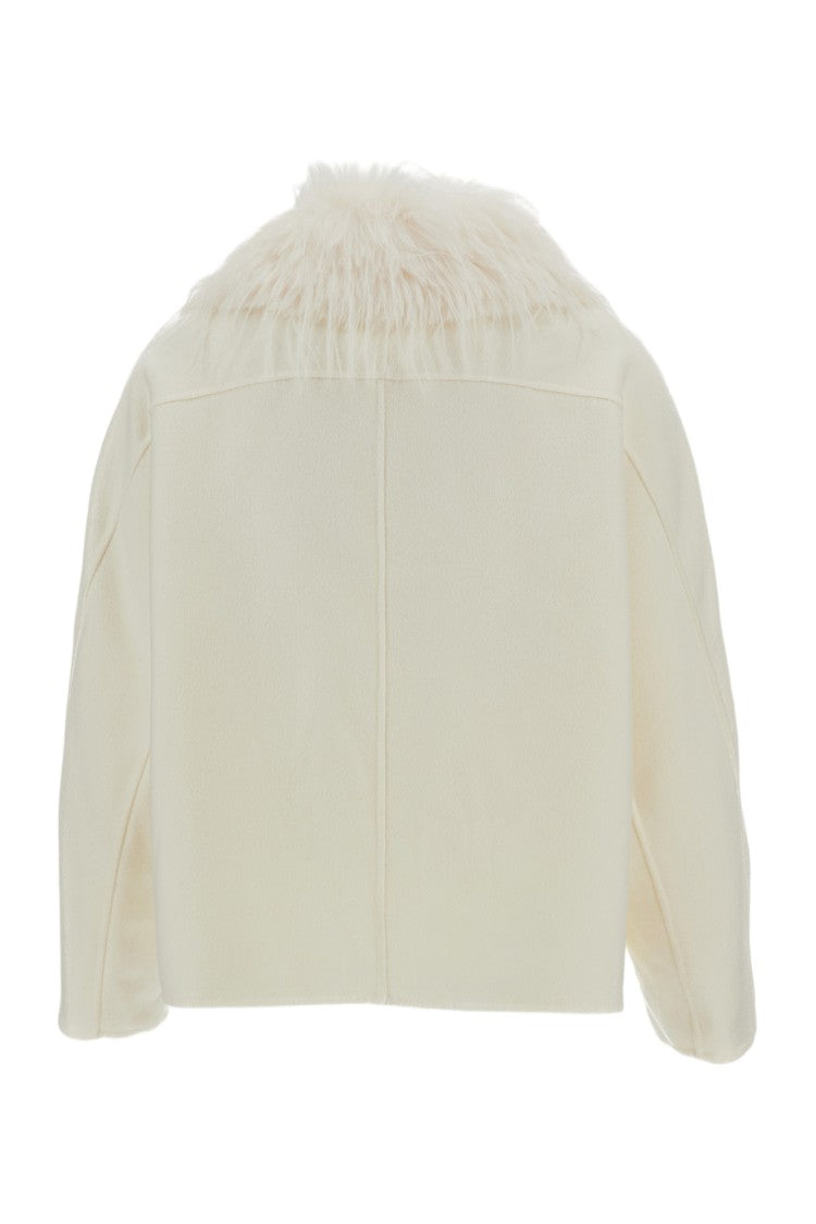 Loulou De Saison White Rafe Detachable Faux-Fur Wool-Cashmere Jacket