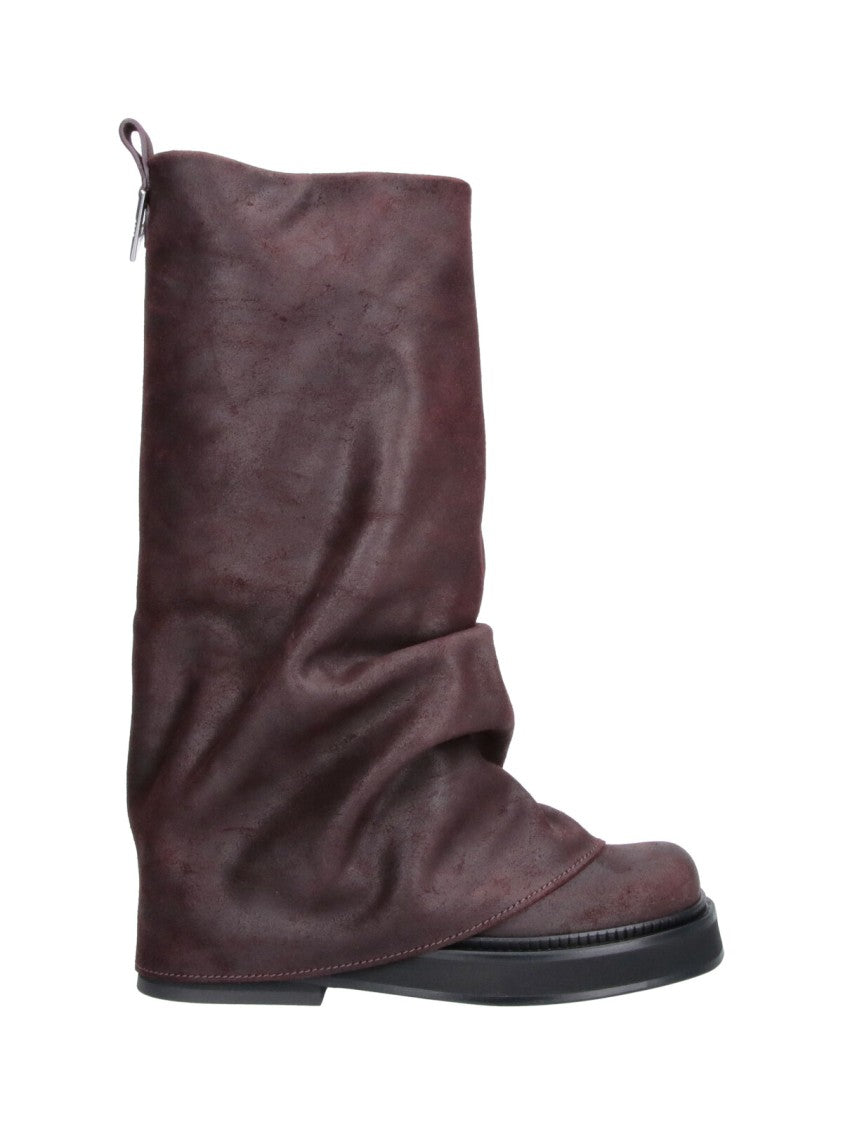 The Attico Burgundy Slouchy Mid-Calf Boots