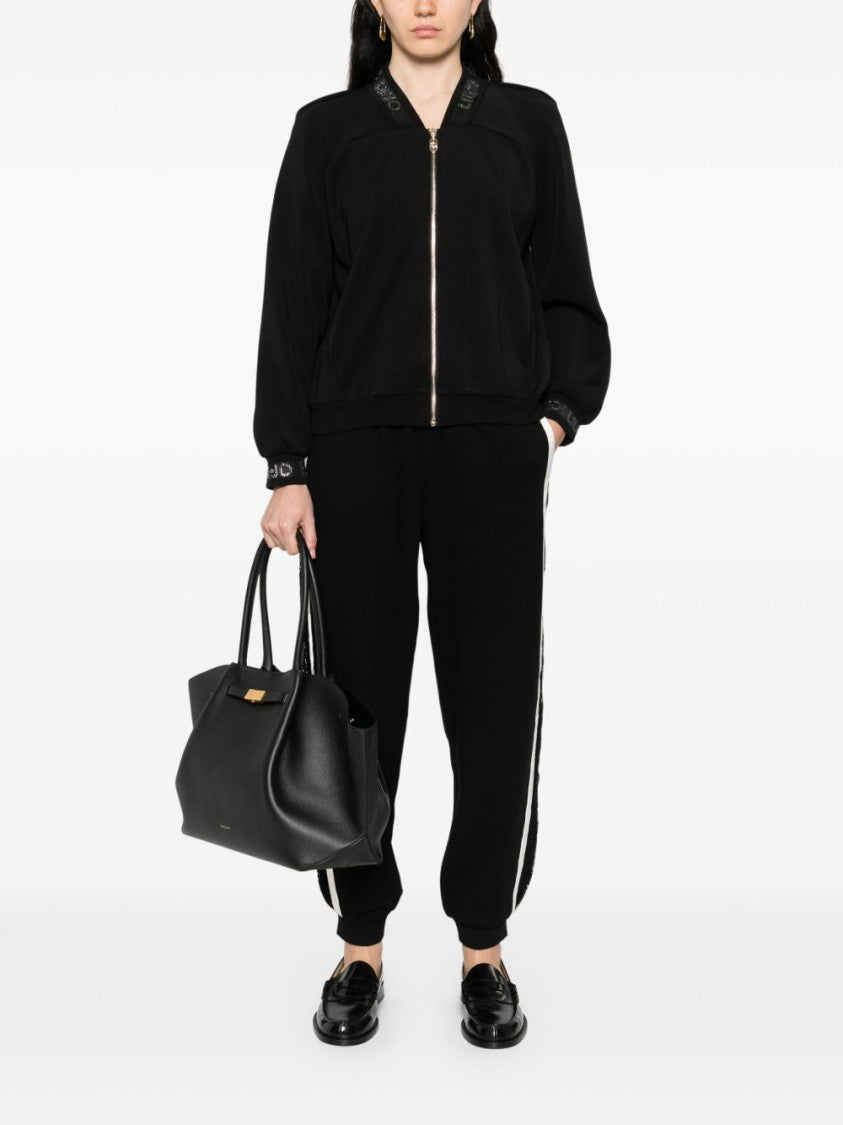 Liu Jo Relaxed Black Sweatshirt With Front Zipper