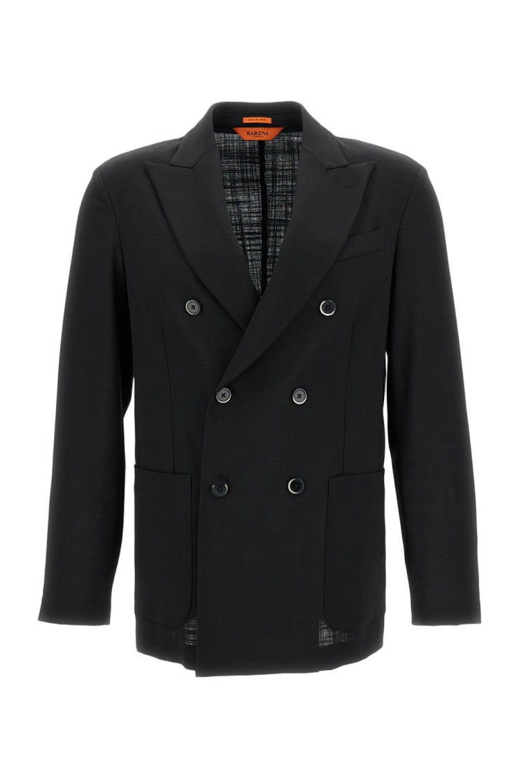 Barena Double-Breasted Wool Jacket With Notched Lapel