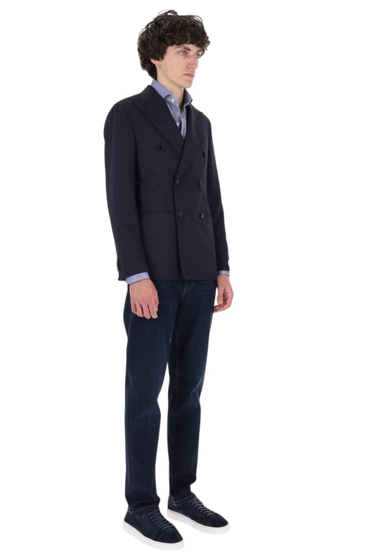 Caruso Double-Breasted Wool Blazer With Tailored Silhouette