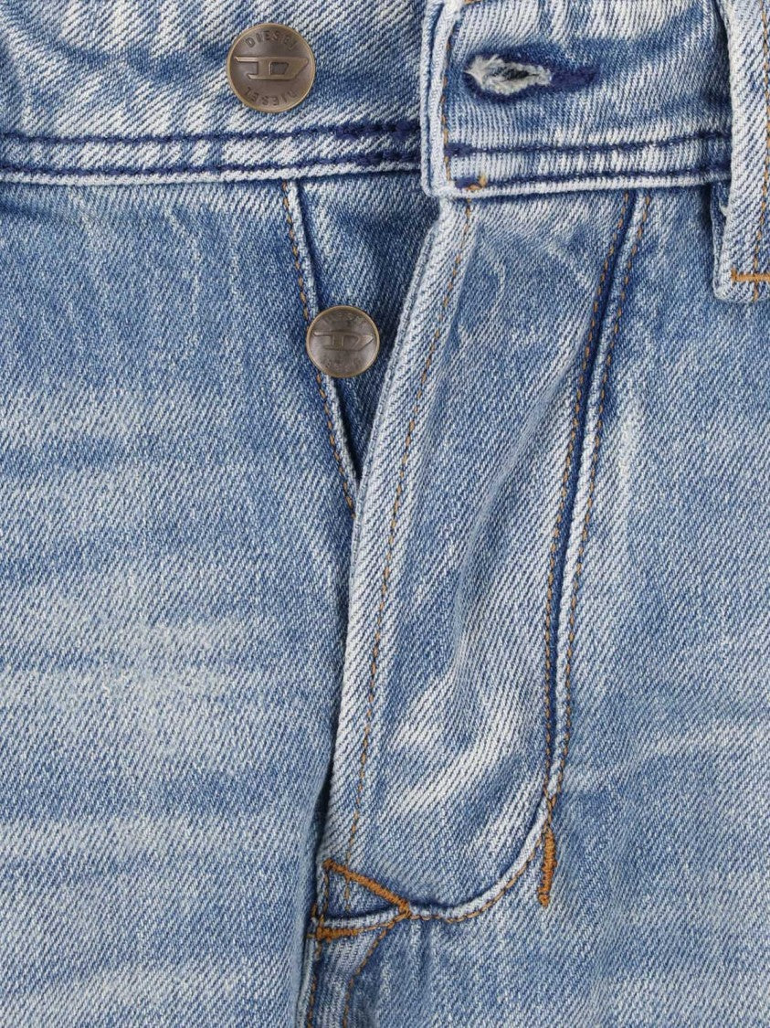 Diesel Light Blue Distressed Jeans With Classic Five-Pocket Design