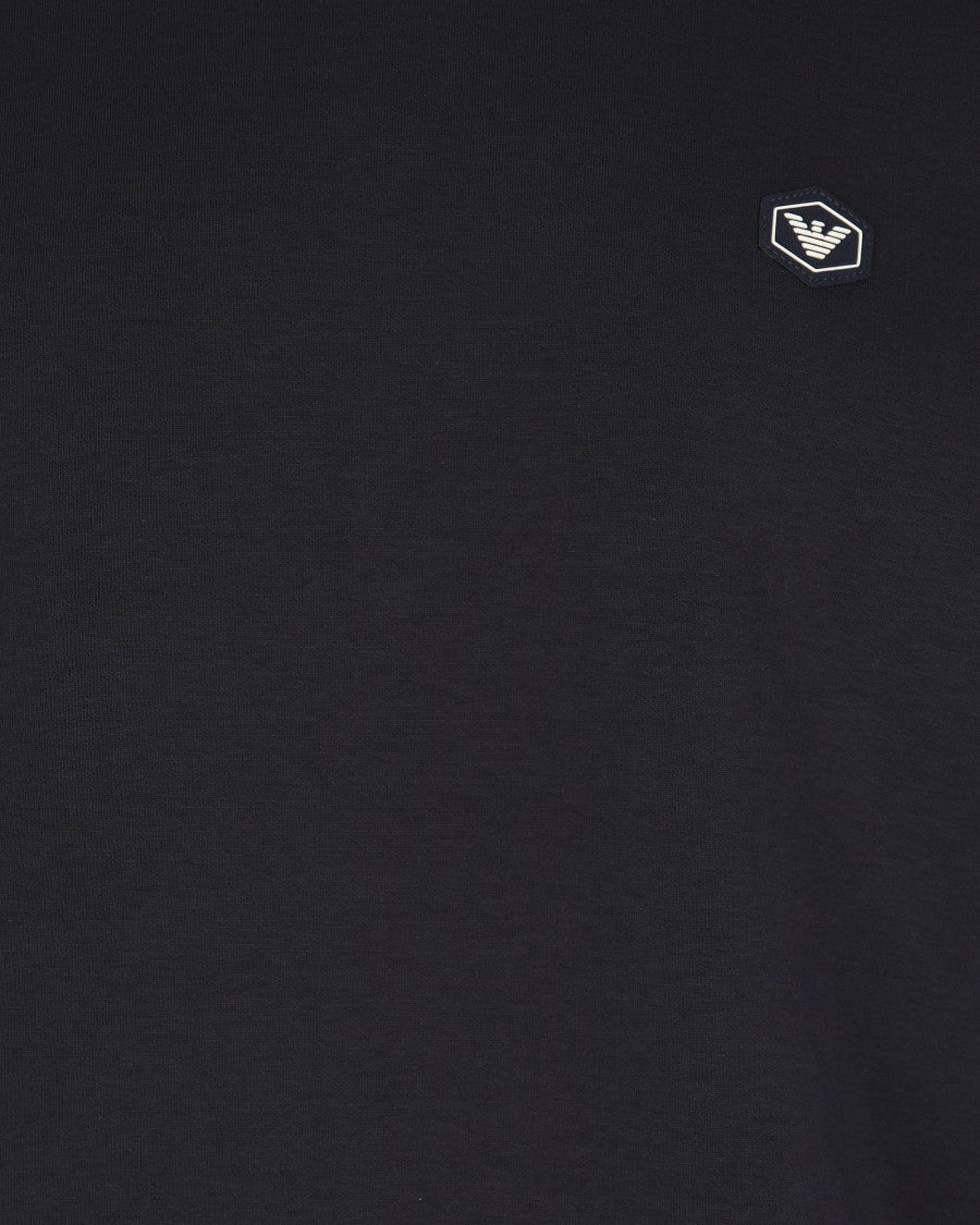 Emporio Armani Crewneck Sweatshirt In Double Jersey With Micro Patch Logo