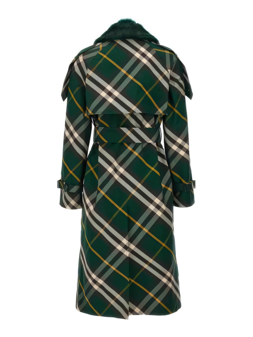 Burberry Plaid Trench Coat With Belted Waist