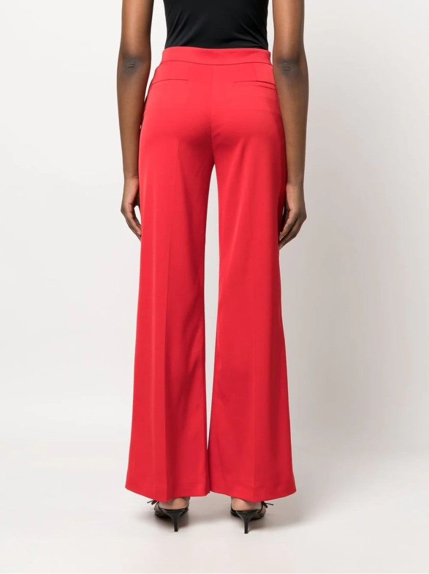 Pinko Tailored Flared Trousers In Bright Red Fabric