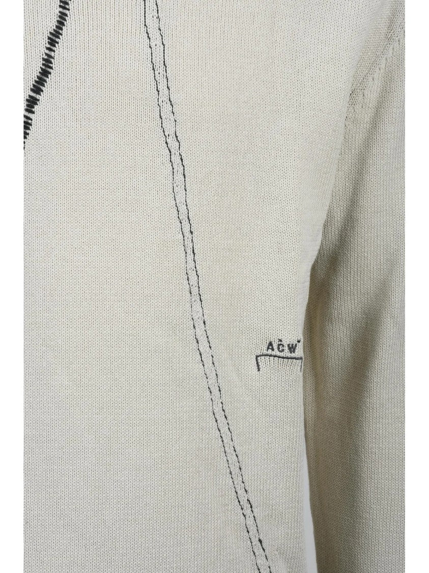 A-Cold-Wall* Crew Neck Sweater With Abstract Contrast Stitching