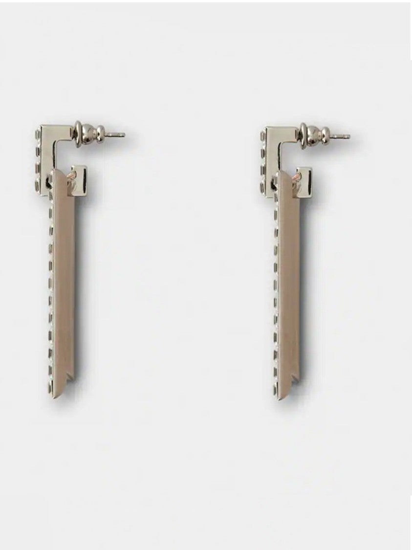 Roger Vivier Square-Shaped Silver Earrings