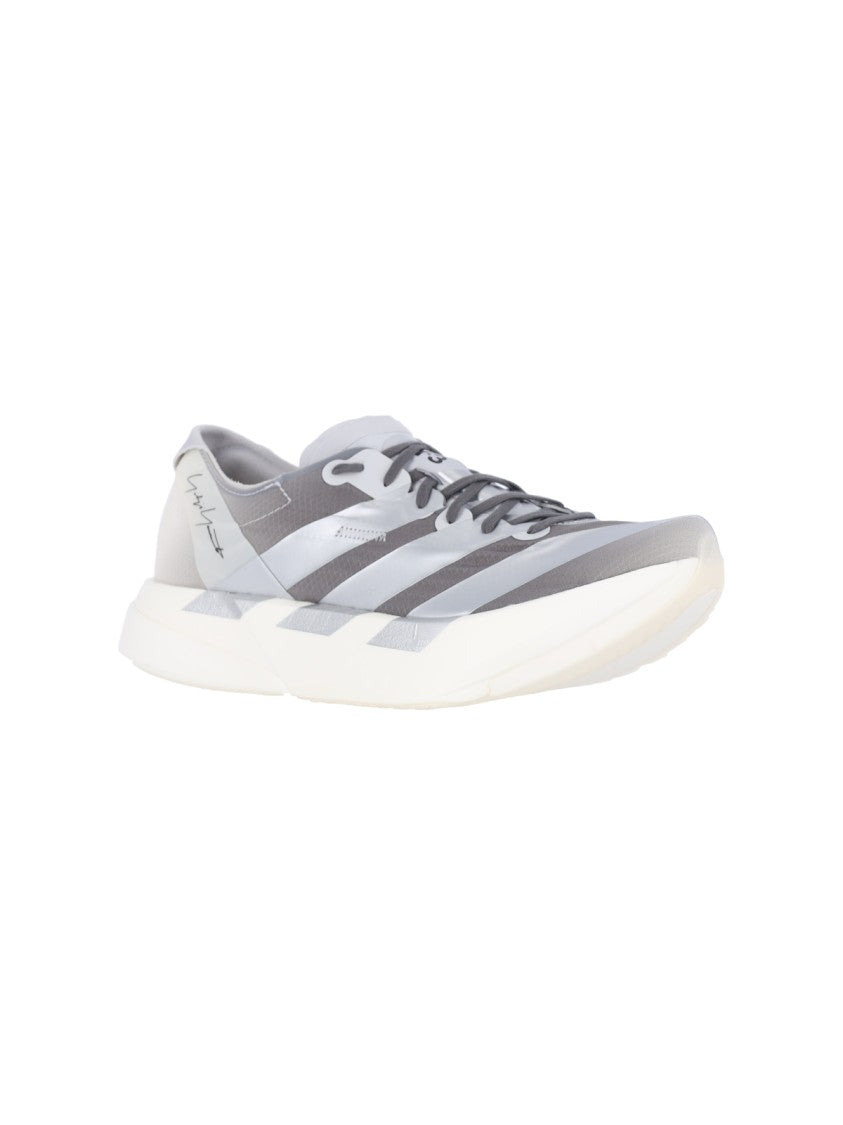 Y-3 Grey Fabric Sneakers With Rounded Toe And Lace-Up Detail
