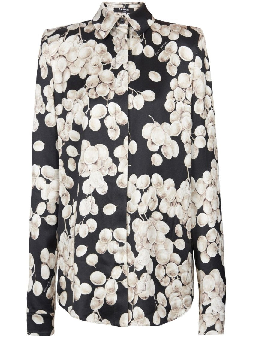 Balmain Raisin-Print Long-Sleeved Shirt With Concealed Buttons