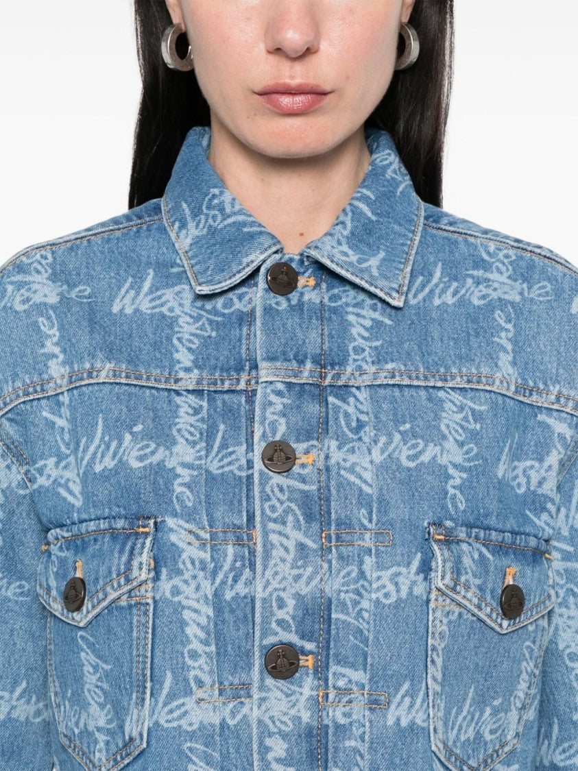 Vivienne Westwood Cropped Indigo Blue Jacket With Flap Pockets