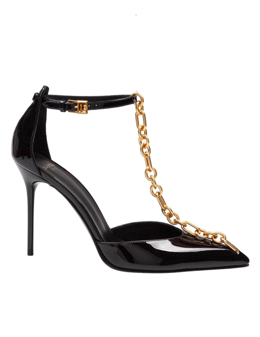 Balmain Sync Patent Leather Pumps, Black