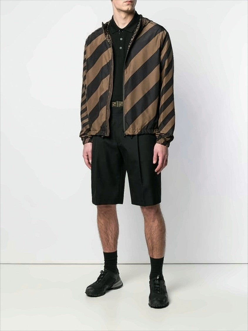 Fendi Cropped Jacket With Bold Diagonal Stripe Pattern