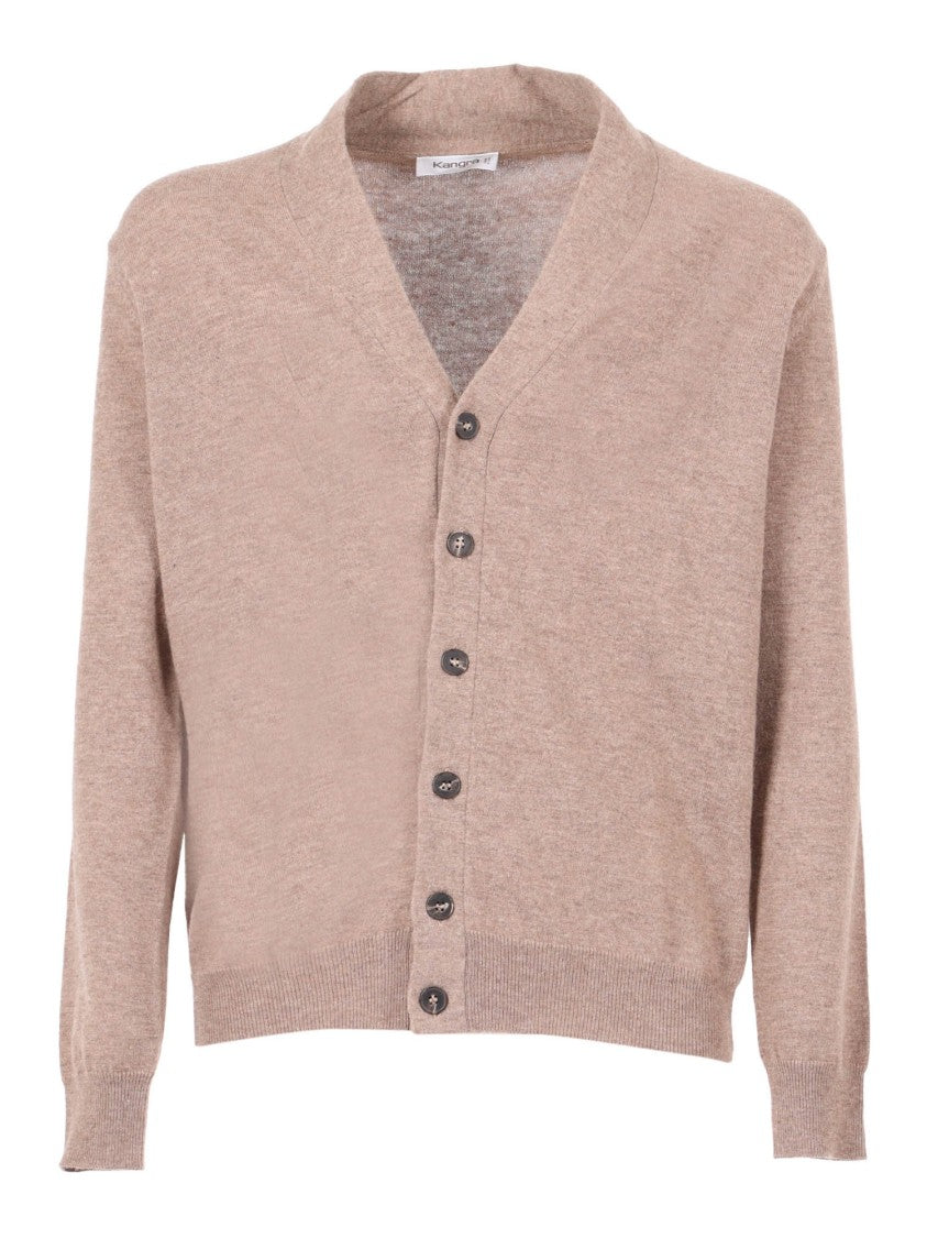 Kangra Cashmere Button-Down Wool Cardigan With V-Neckline And Ribbed Details