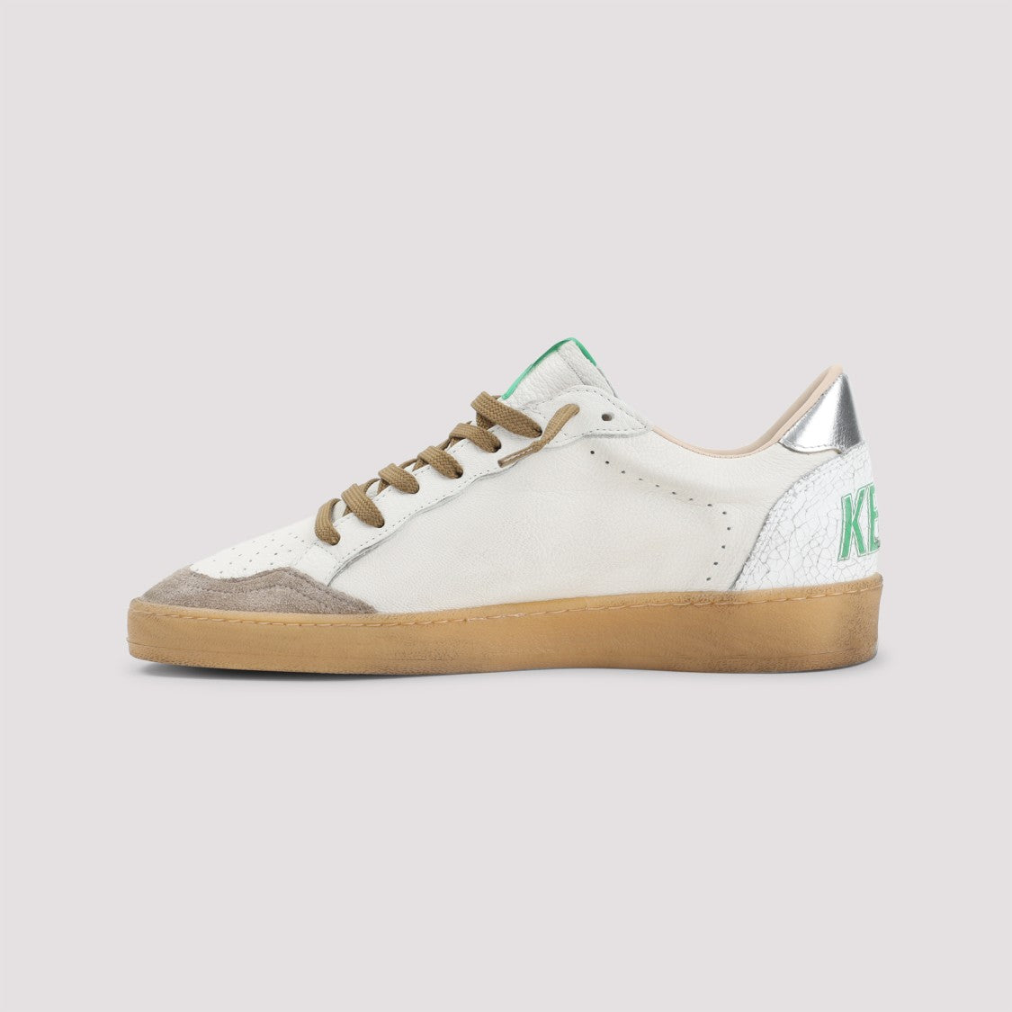 Golden Goose Distressed Leather Low-Top Sneakers With Metallic Accents