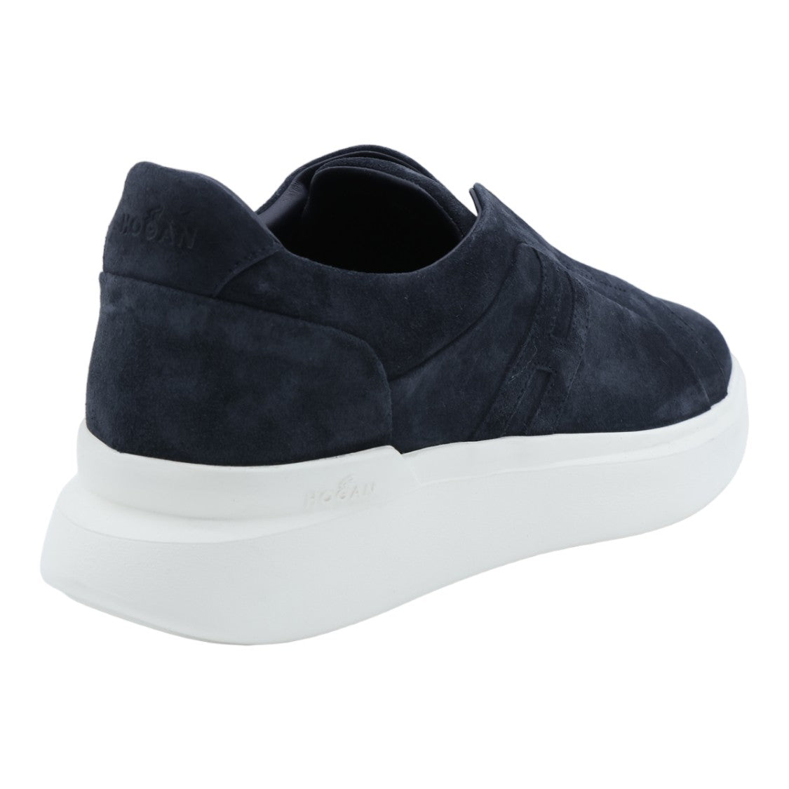 Hogan Dark Navy Suede Slip-On Sneakers With Embossed Detailing