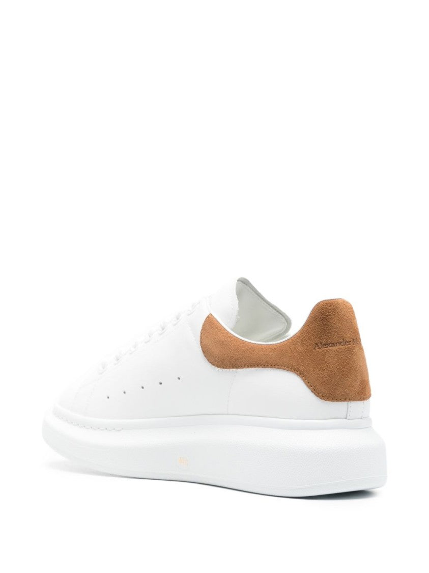 Alexander Mcqueen White Leather Sneakers With Suede Heel Tab