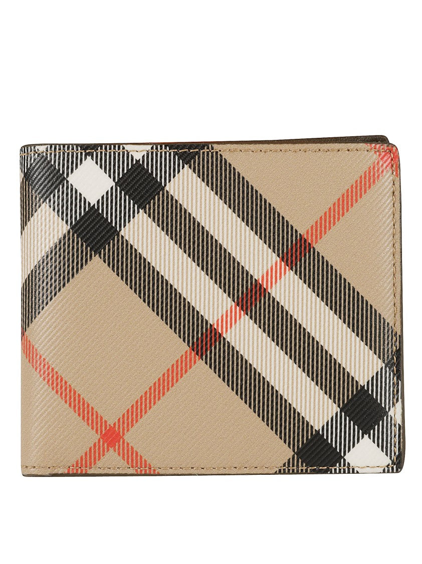 Burberry Classic Check Pattern Wallet With Smooth Finish