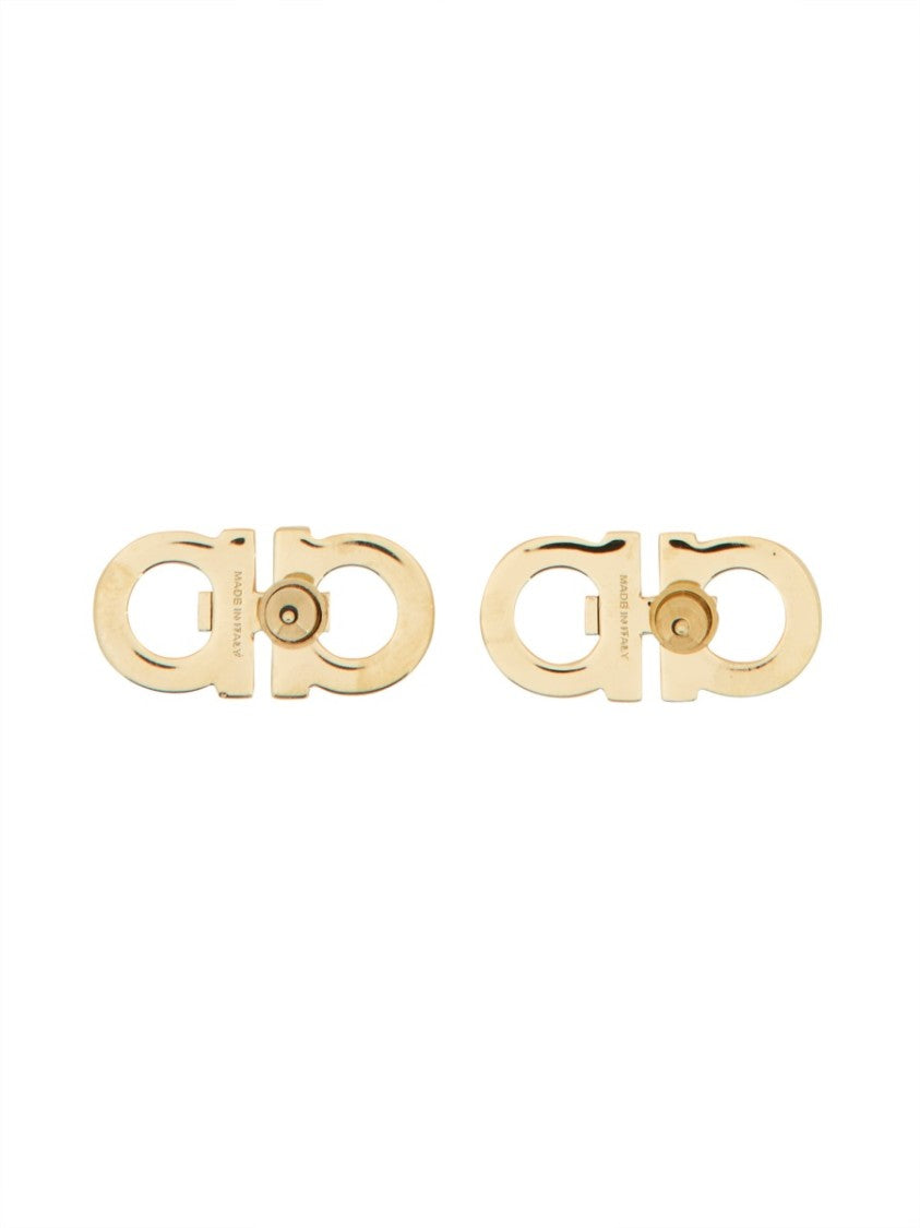 Ferragamo Double Hook Earrings With Crystal Accents