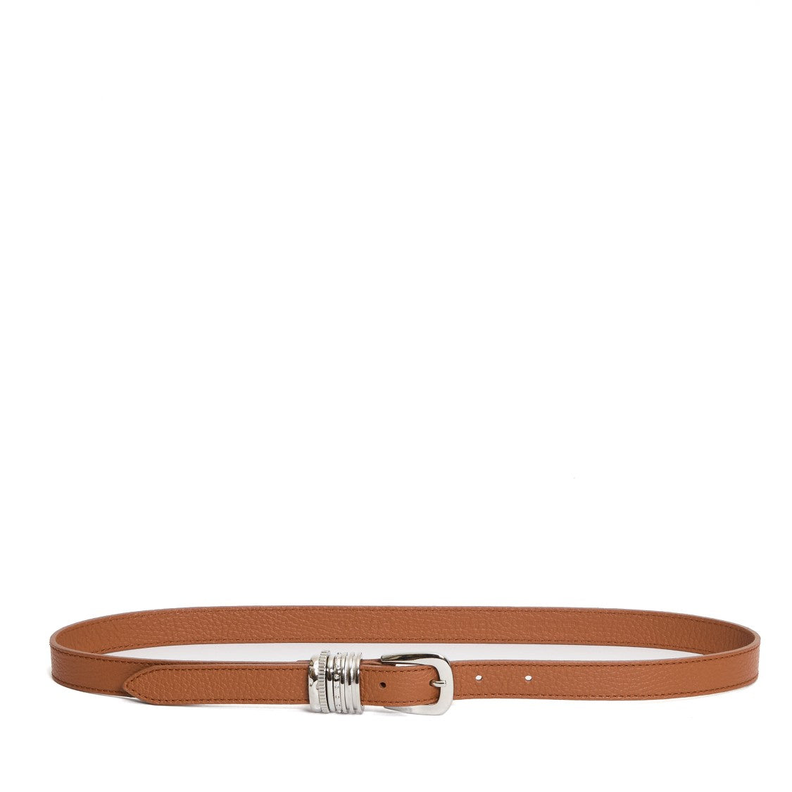 Orciani Leather Belt With Distinctive Oval Silver Buckle