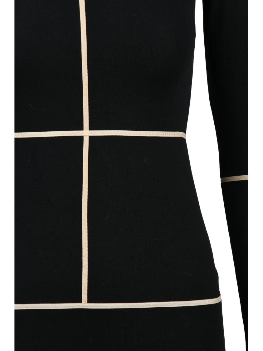 Mm6 By Maison Margiela Long Fitted Maxi Dress With Geometric Seam Design
