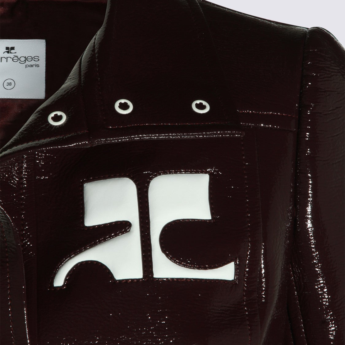 Courrèges Cropped Burgundy Jacket With Glossy Finish