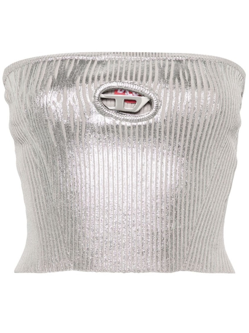 Diesel Ribbed Metallic Strapless Top