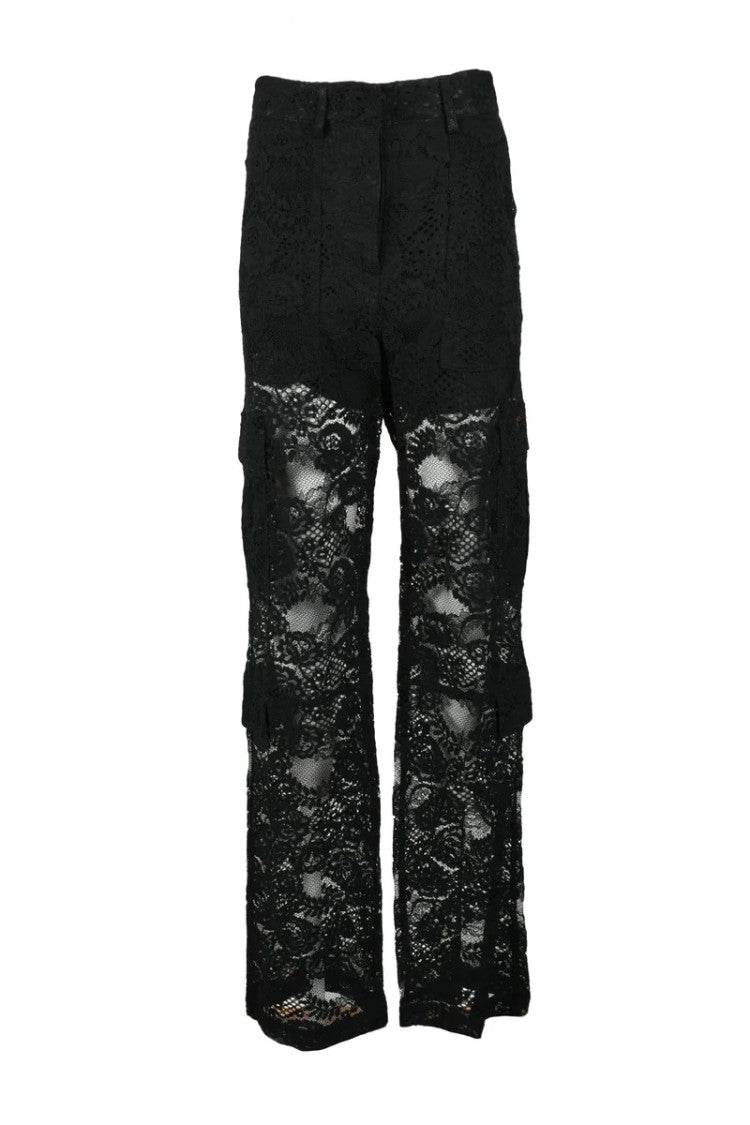 Msgm Black Blend Regular Fit Trousers
