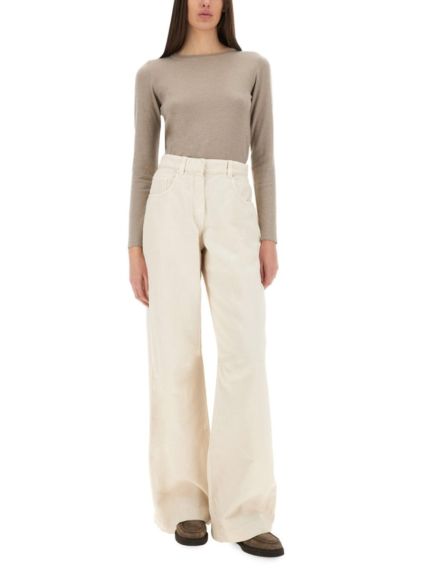 Brunello Cucinelli Wide-Fit Denim Pants With High Waist