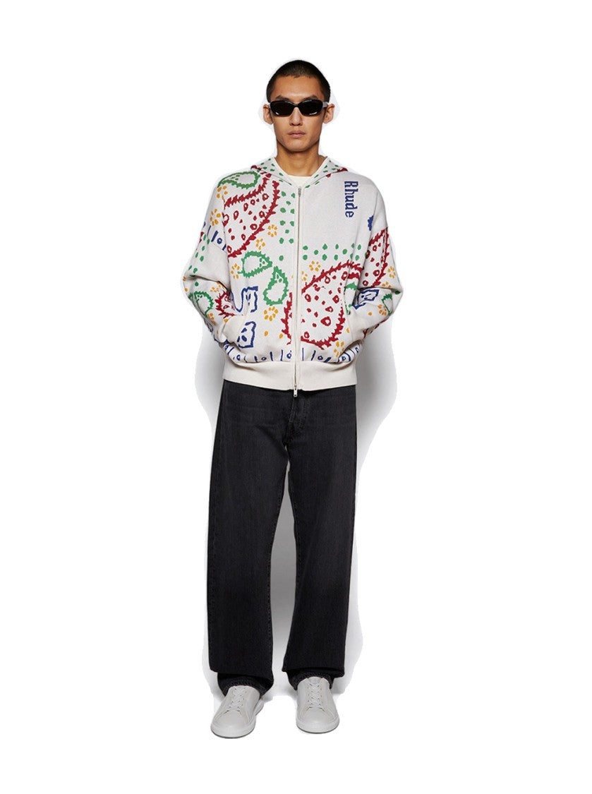 Rhude Bandana Knit Full Zip Sweater Multicolor