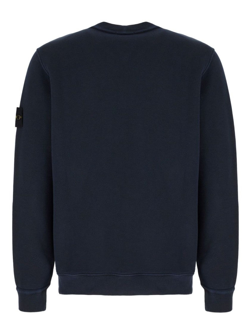 Stone Island Crew Neck Cotton Sweatshirt With Signature Patch