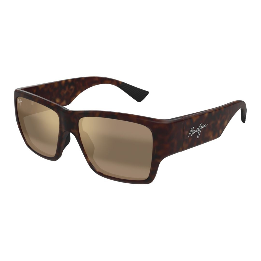 Maui Jim Kaolu Bold Rectangular Tortoiseshell Sunglasses With Warm Tinted Lenses