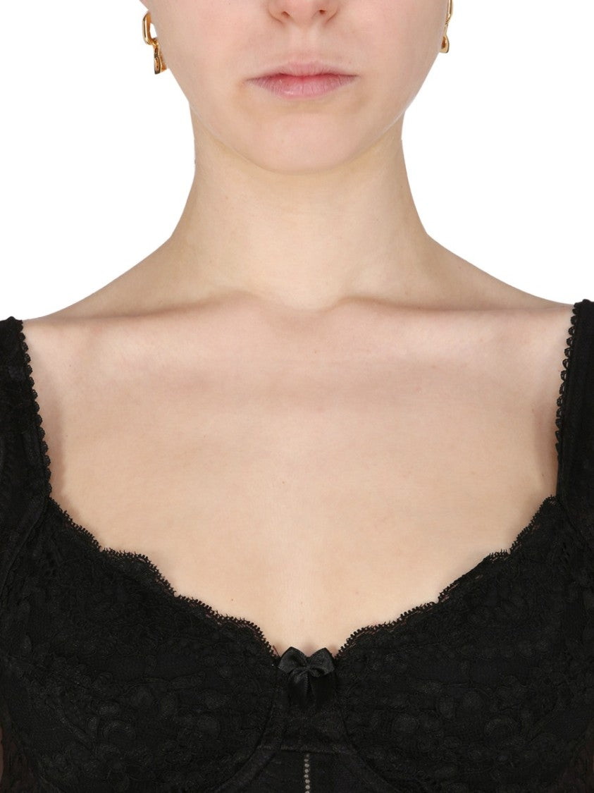 Balenciaga Fitted Stretch Lace Lingerie Top With Intricate Detailing