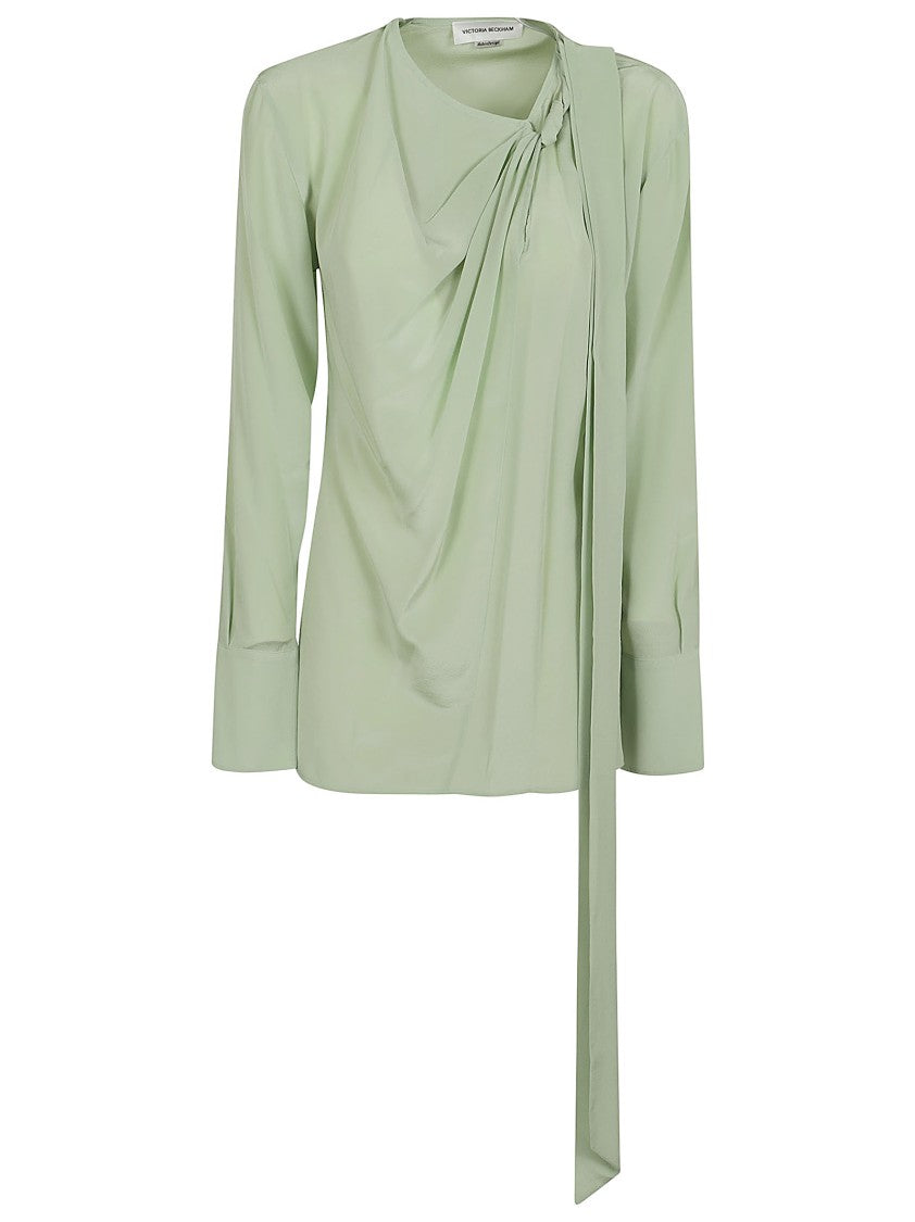 Victoria Beckham Light Green Silk Crepe De Chine Dress