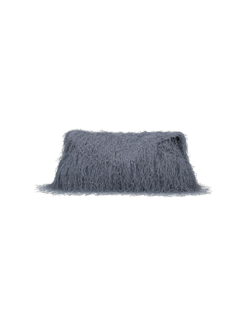 Dries Van Noten Fringe-Textured Grey Leather Shoulder Bag